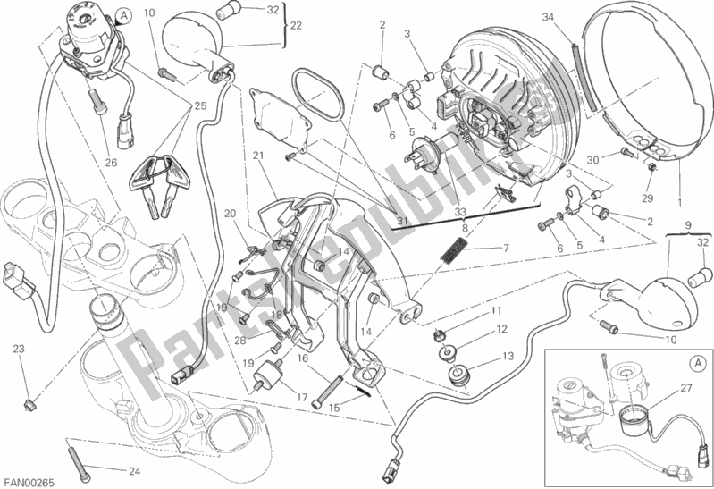 All parts for the Headlight of the Ducati Scrambler Icon Thailand 803 2018